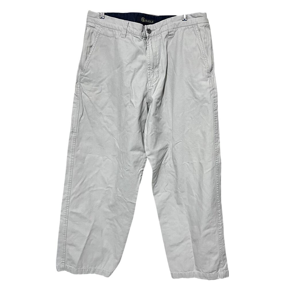 Aigle Mens pants‎ hiking outdoor chino cream beige 34x28 cargo fishing